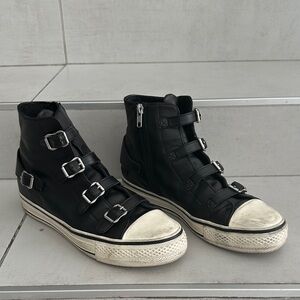 Ash Black and White High-Top Sneakers